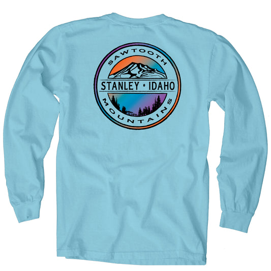 Men's Custom Long Sleeve T-Shirt Stanley Idaho Sawtooth Mountains Seal