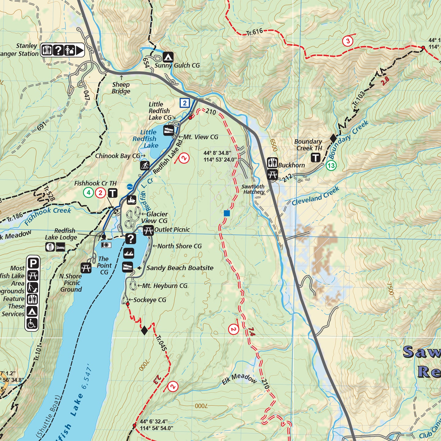 Sawtooth & White Cloud Mountains Trail Map - Adventure Maps