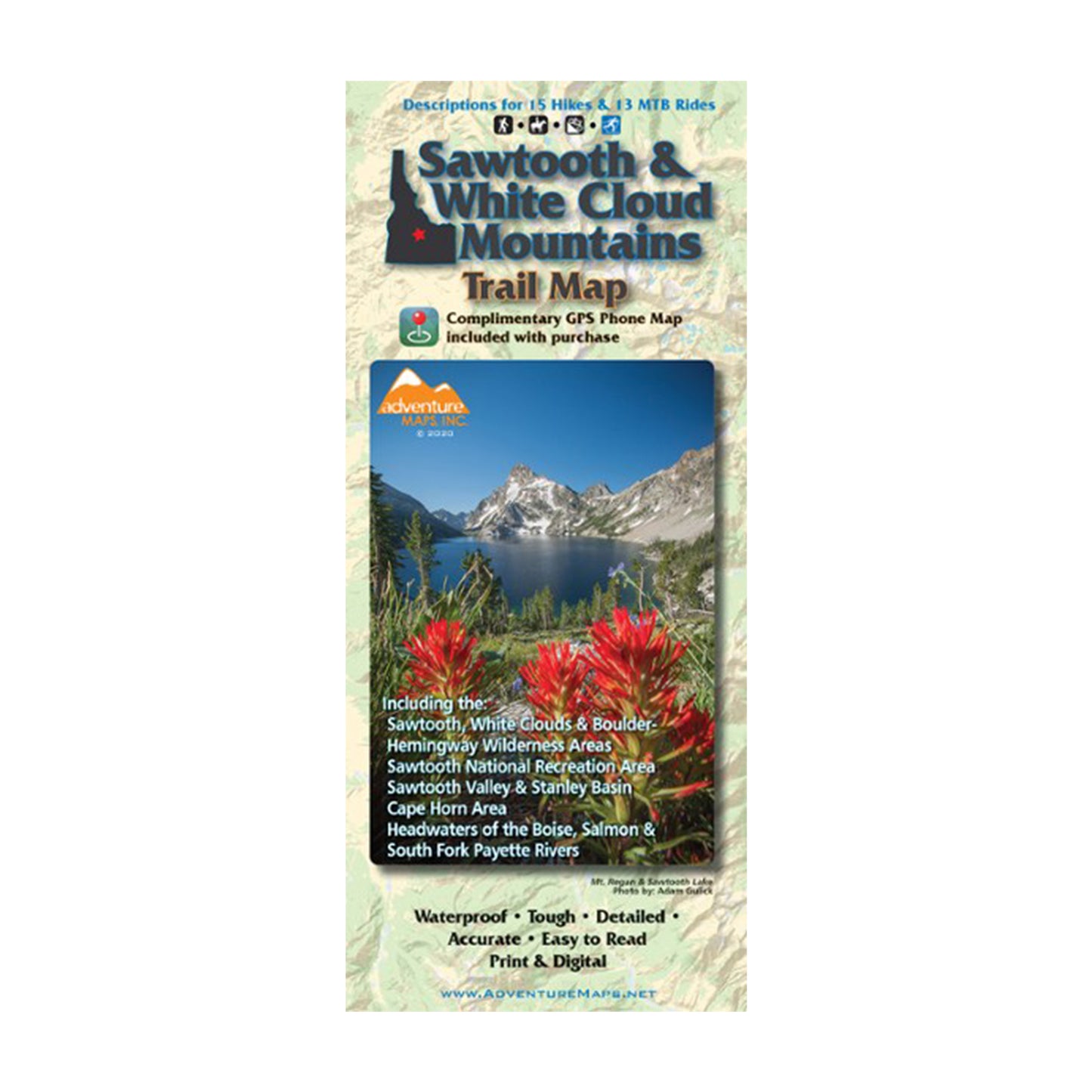 Sawtooth & White Cloud Mountains Trail Map - Adventure Maps