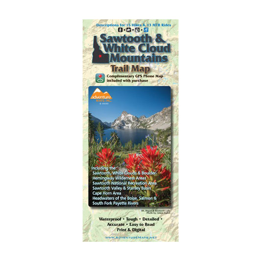 Sawtooth & White Cloud Mountains Trail Map - Adventure Maps